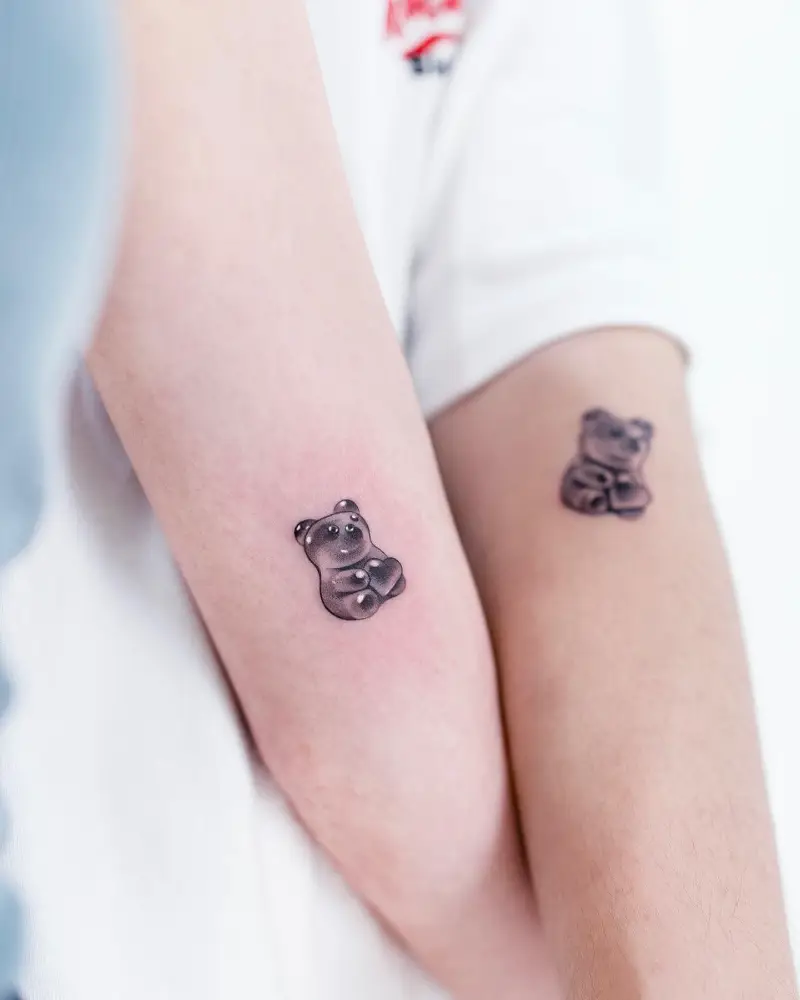 Matching Heart Gummy Bear Tattoo