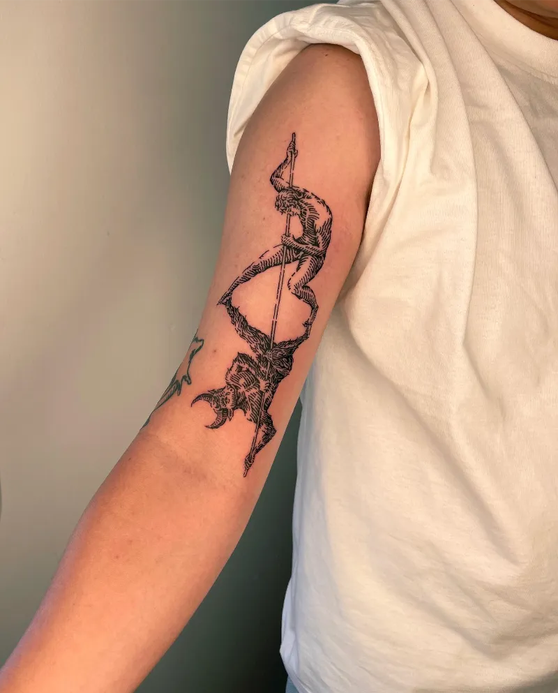 Medieval Spear Devil Tattoo