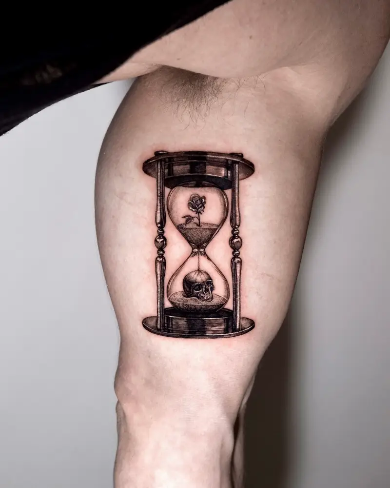 Memento Mori Realism Hourglass Tattoo