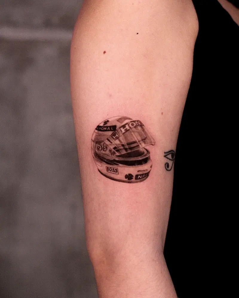 Micro Realism Ayrton Senna Helmet Tattoo