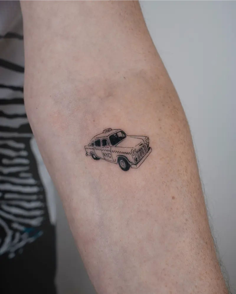 Micro Realism NYC Taxi Tattoo