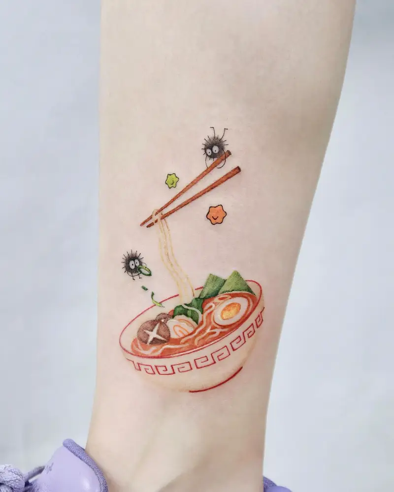 Micro Realism Soot Sprite Ramen Tattoo