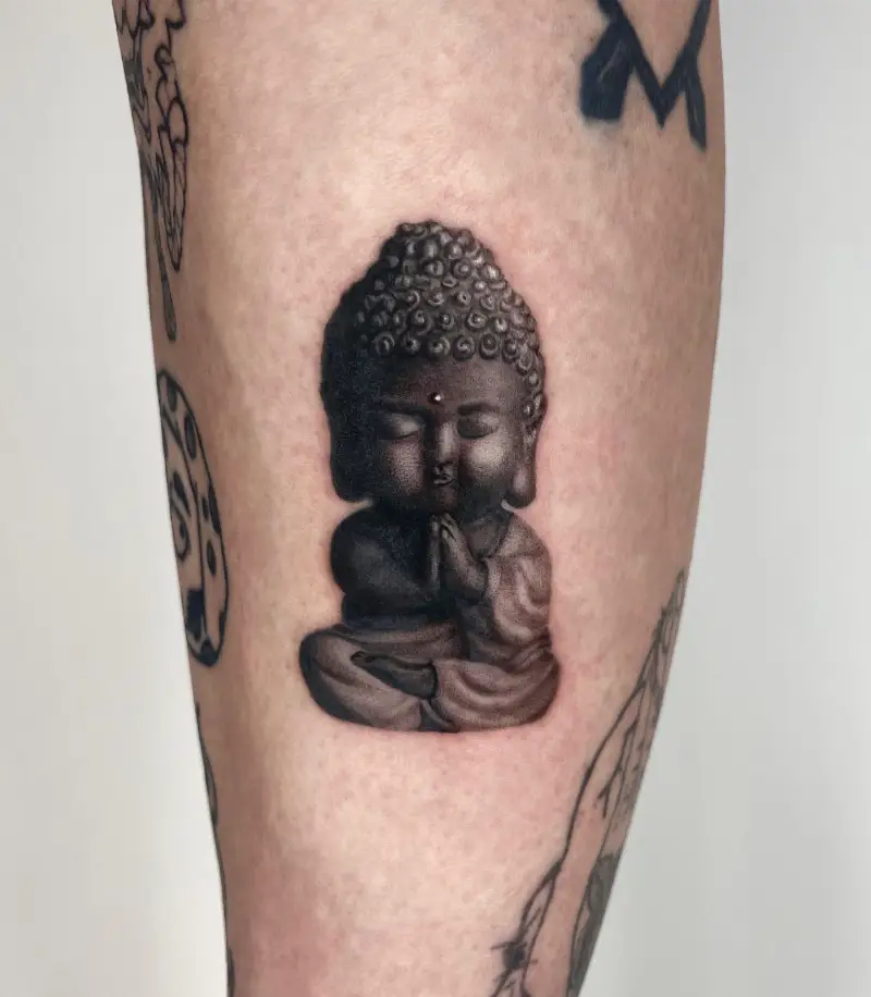 Mini Praying Buddha Statue Tattoo