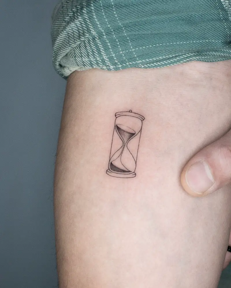 Minimal Fine Line Hourglass Tattoo