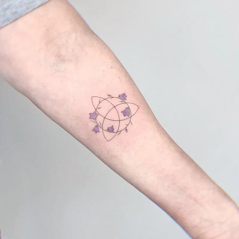 Minimal Floral Trinity Knot Tattoo