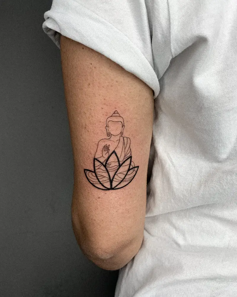 Minimal Lotus Buddha Tattoo
