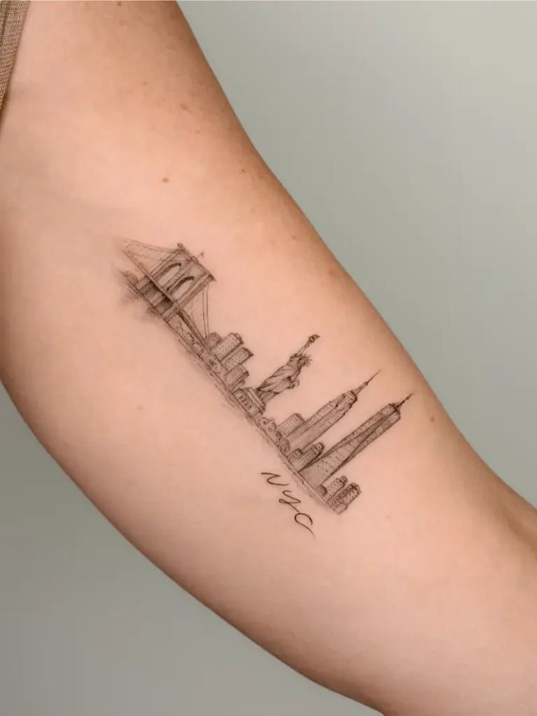Minimal NYC Skyline Tattoo