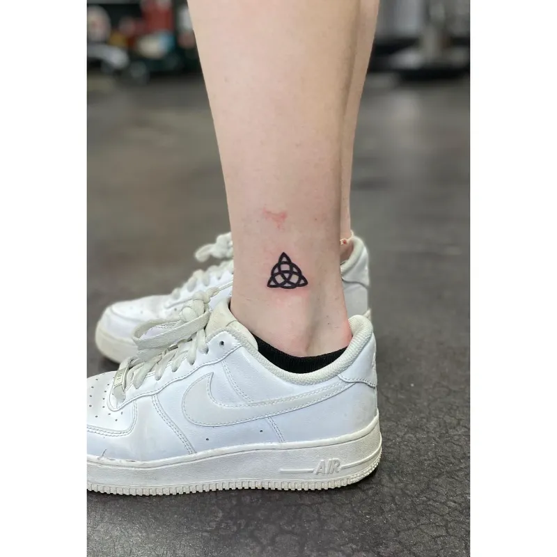 Minimal Trinity Knot Ankle Tattoo