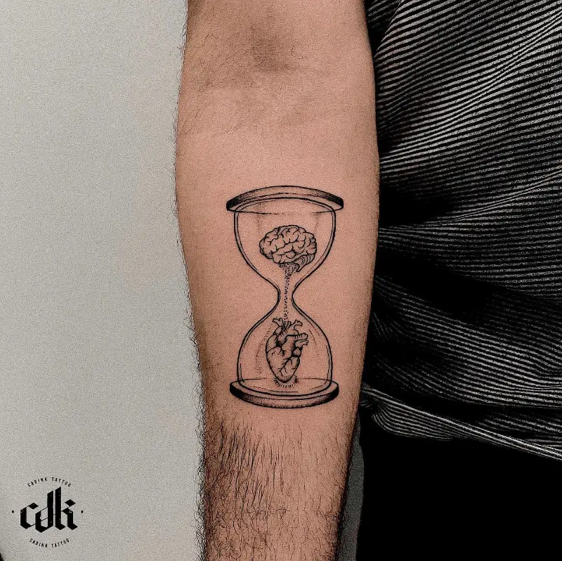 Minimalist Anatomical Hourglass Tattoo