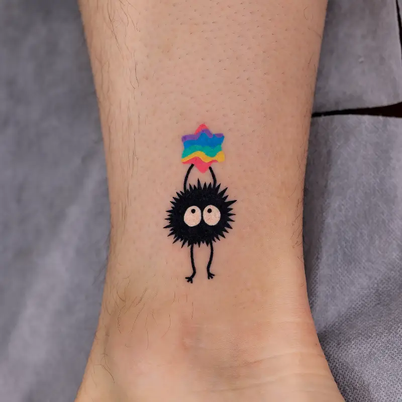 Minimalist Color Soot Sprite Star Candy Tattoo