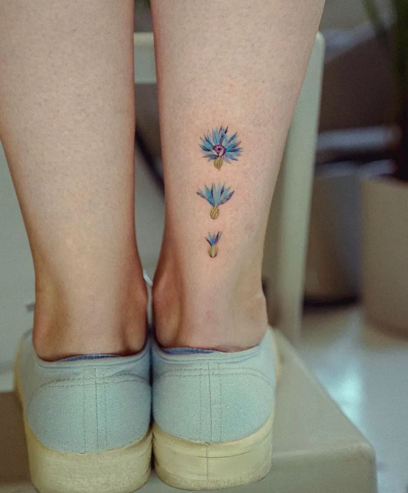 Minimalist Cornflower Life Cycle Tattoo