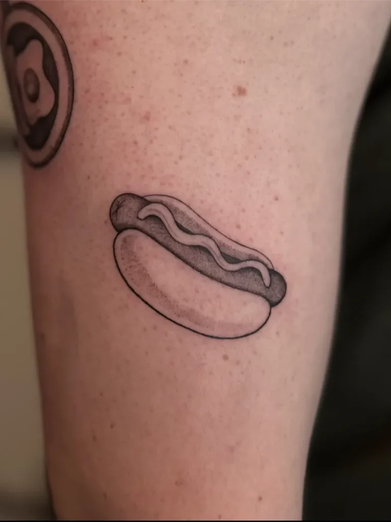 Minimalist Fine Line Hot Dog Tattoo