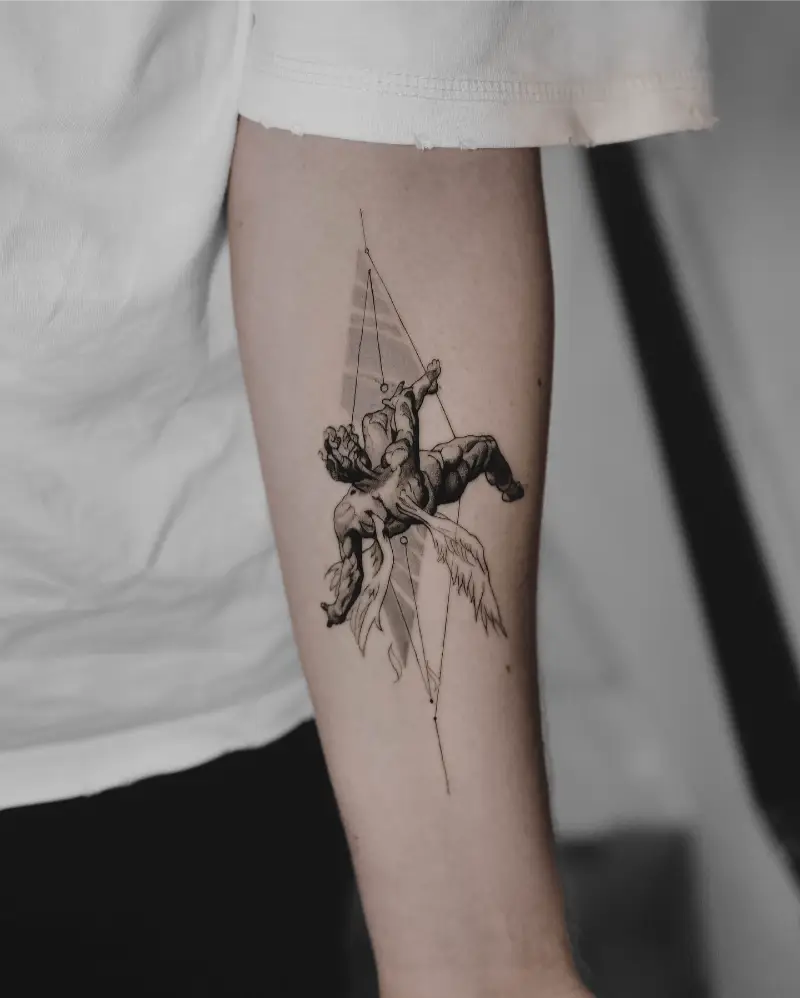 Minimalist Geometric Icarus Tattoo