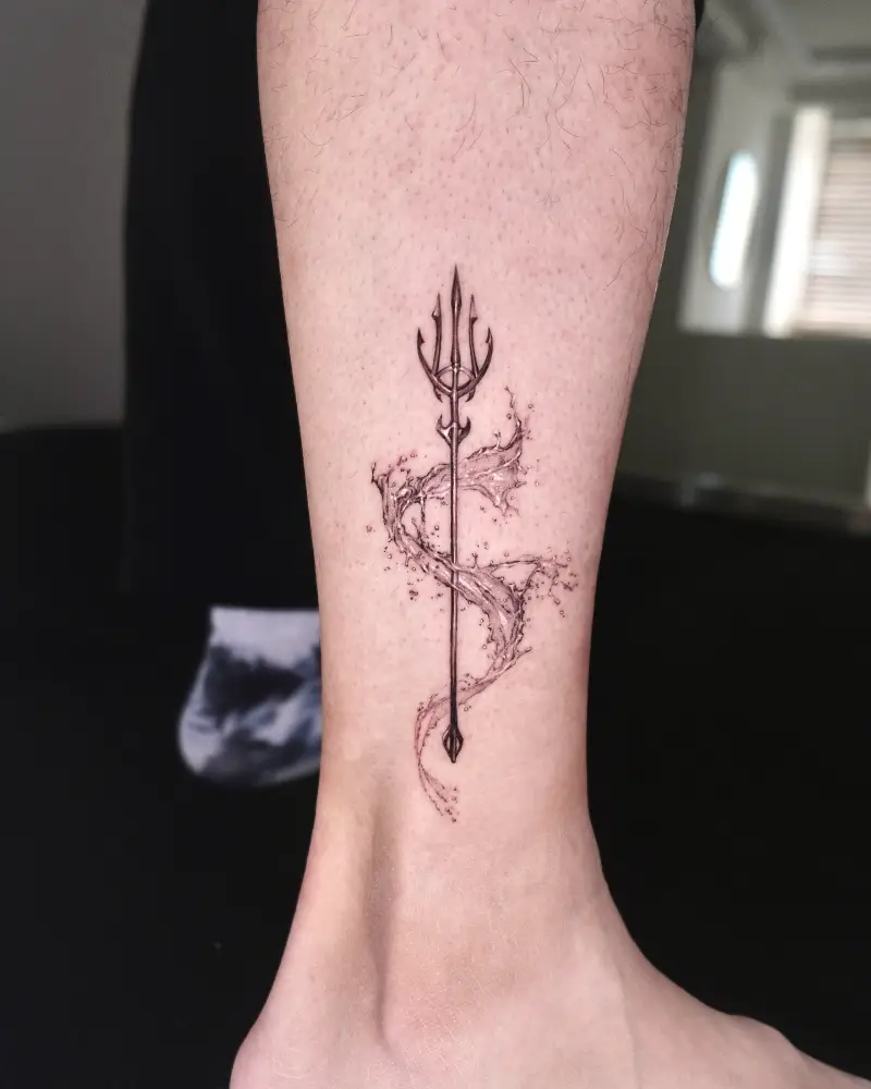 Minimalist Poseidon Trident Tattoo