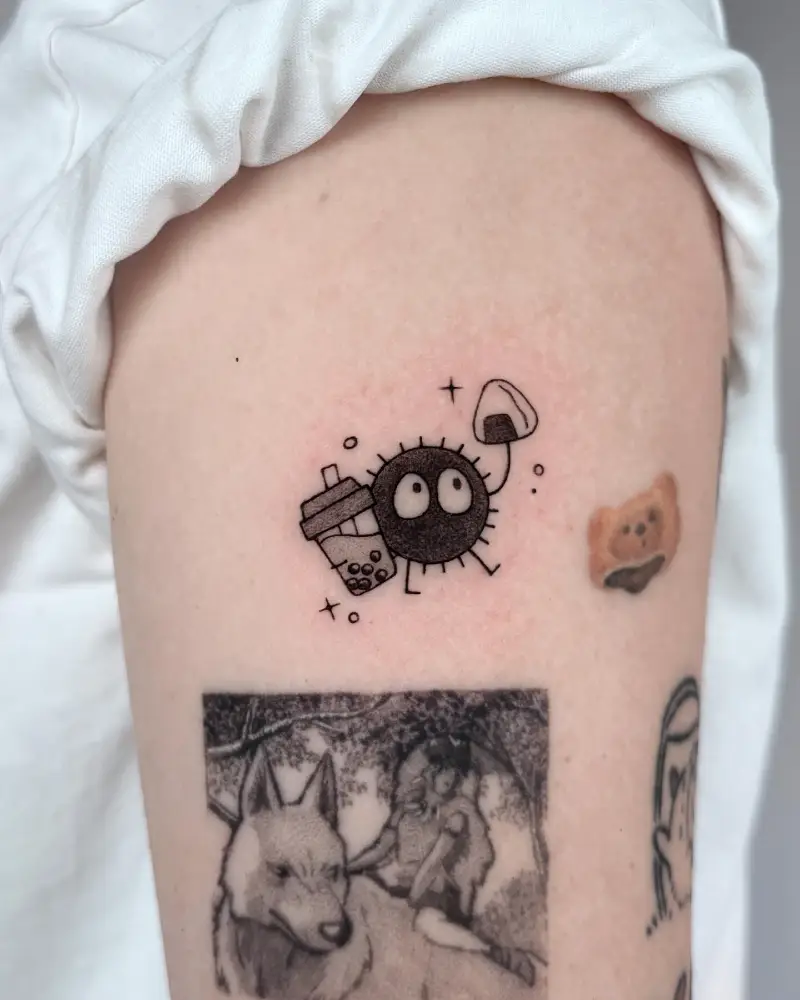 Minimalist Soot Sprite Snack Tattoo