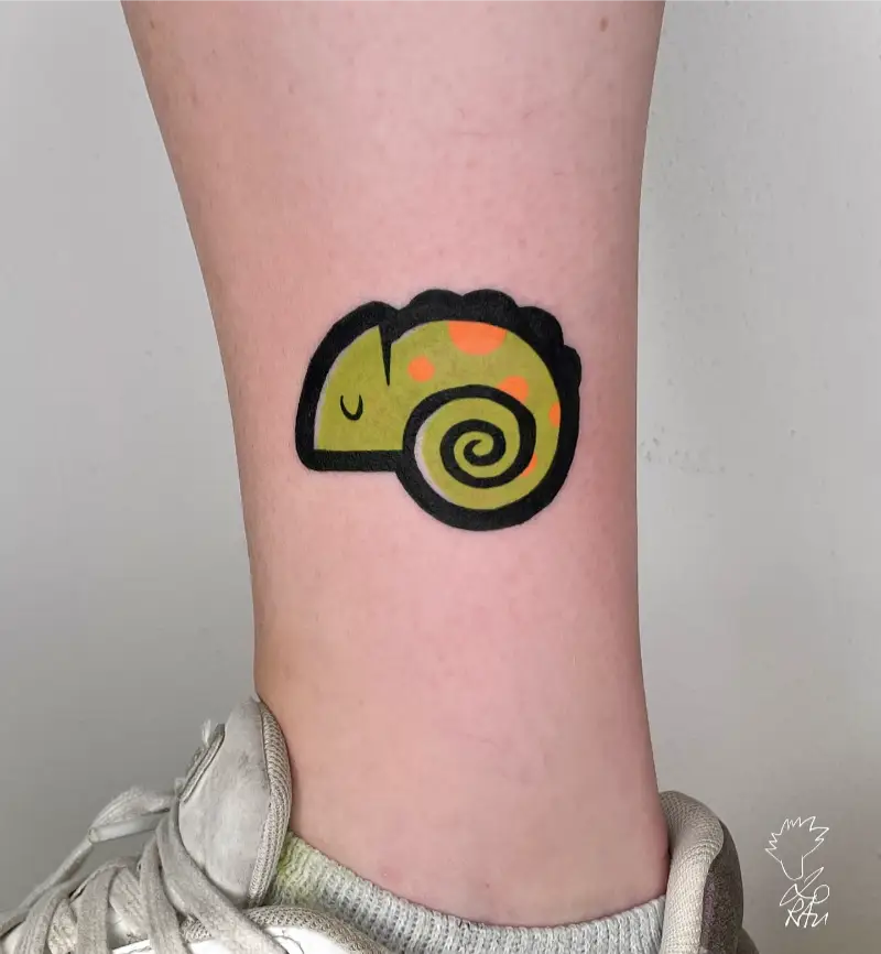 Minimalist Stylized Chameleon Tattoo