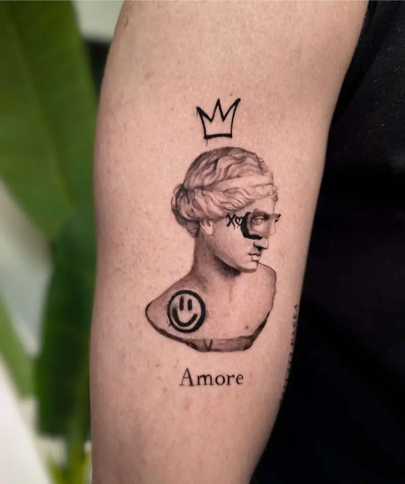 Minimalist Venus de Milo Graffiti Tattoo