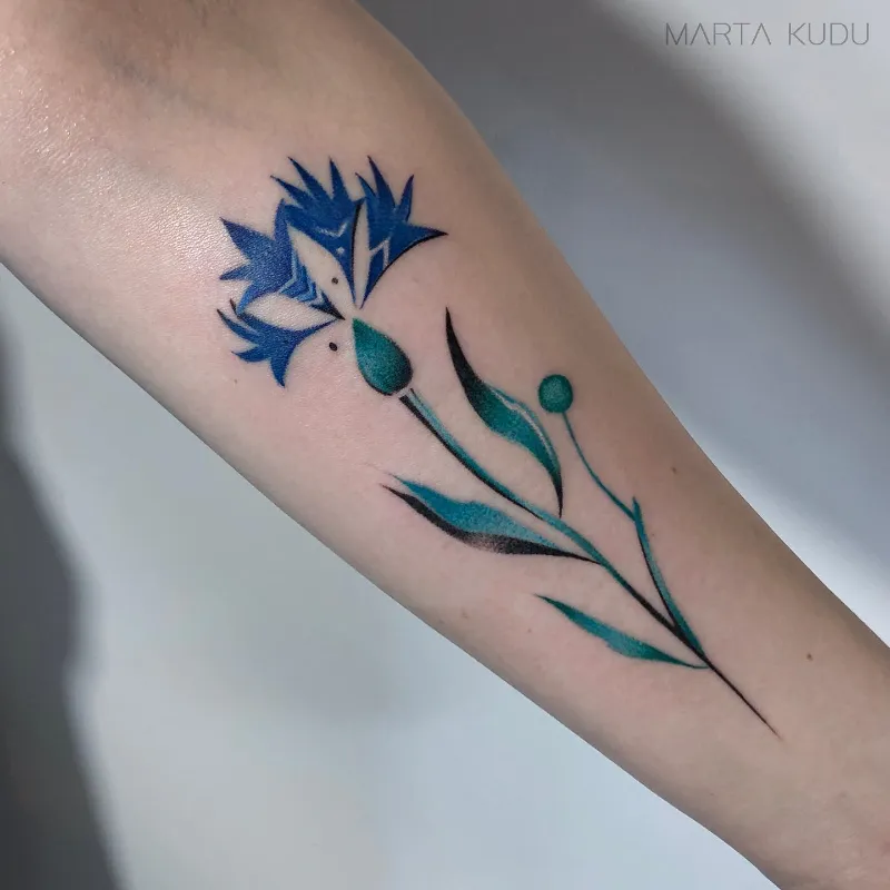 Modern Graphic Cornflower Tattoo