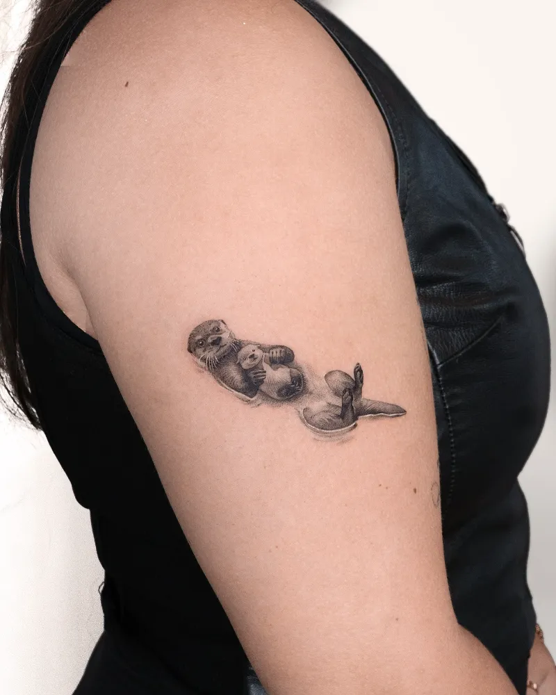 Mother and Pup Otter Tattoo