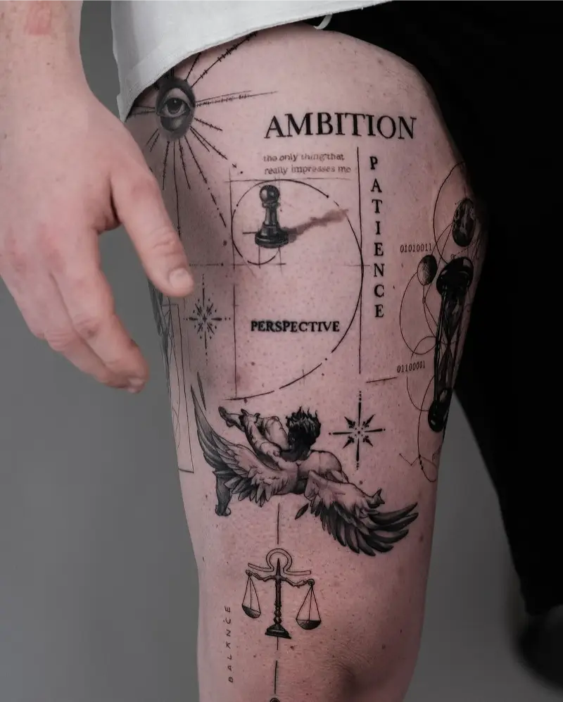 Motivational Collage Icarus Tattoo