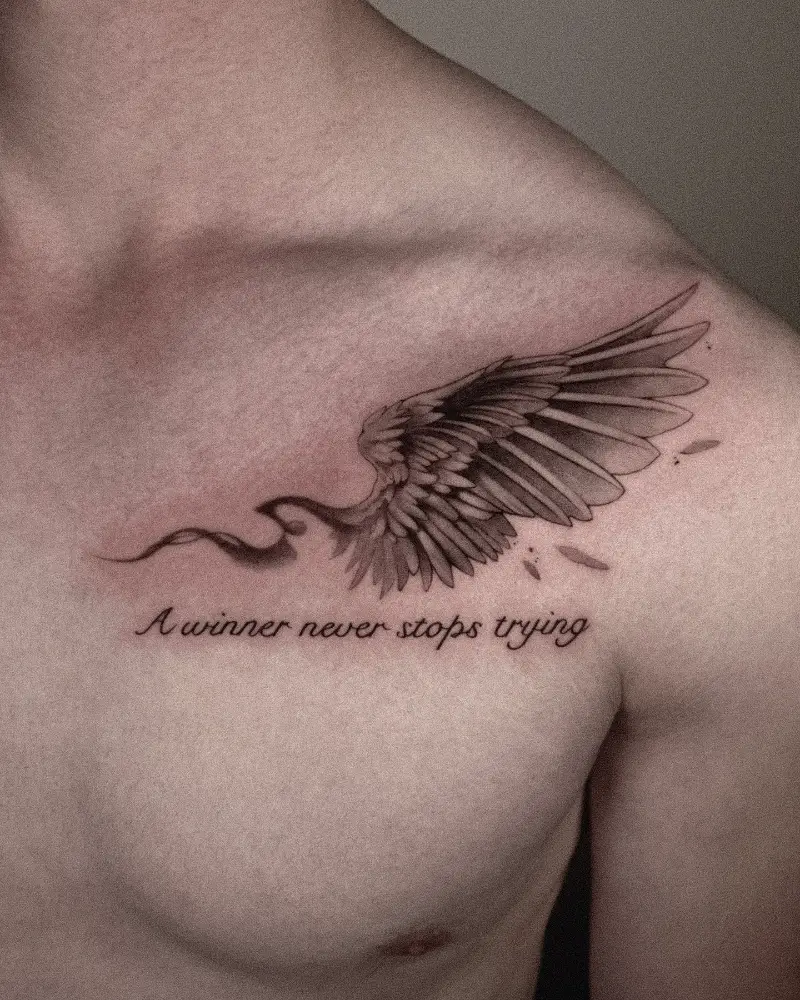 Motivational Single Wing Quote Tattoo