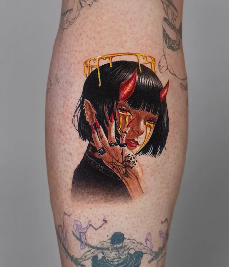 Neo-Japanese Devil Girl Tattoo