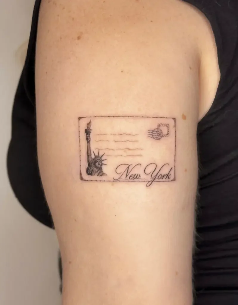 New York Vintage Postcard Tattoo