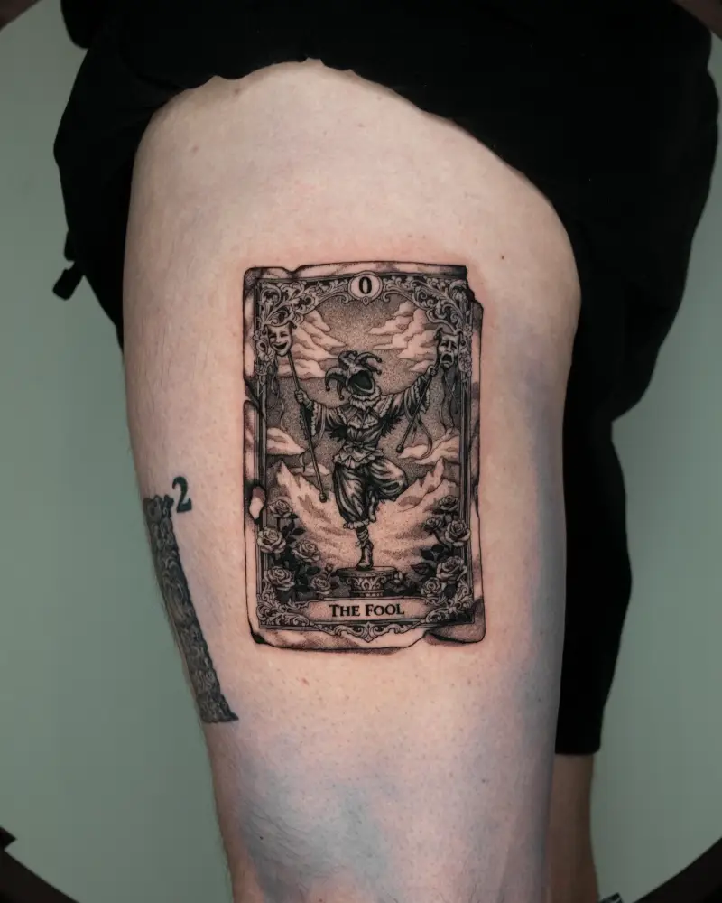 Ornamental Fool Tarot Card Tattoo