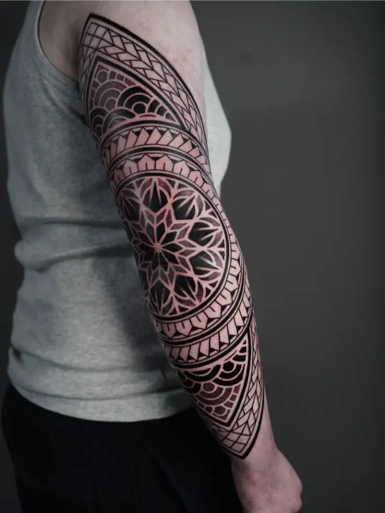 Ornamental Polynesian Mandala Sleeve Tattoo