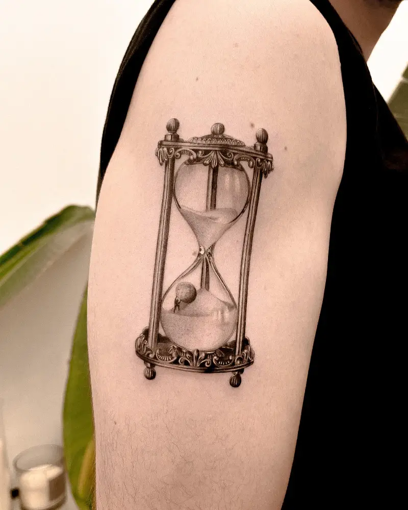 Ornate Realism Hourglass Tattoo