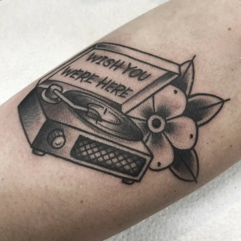 Pink Floyd Inspired Record Player Tattoo