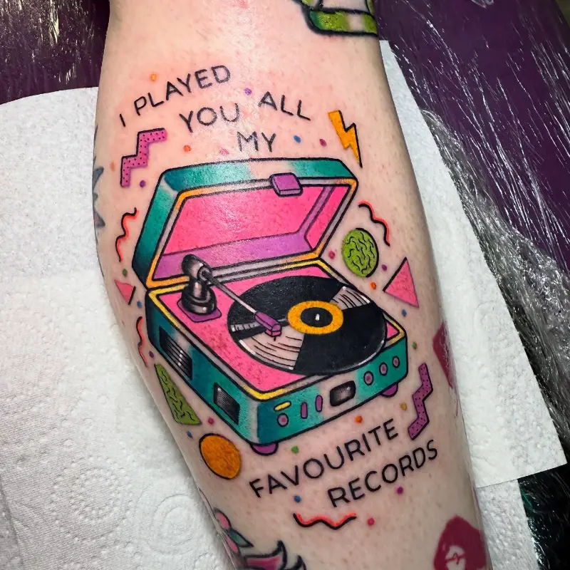 Pop Art Record Player Tattoo