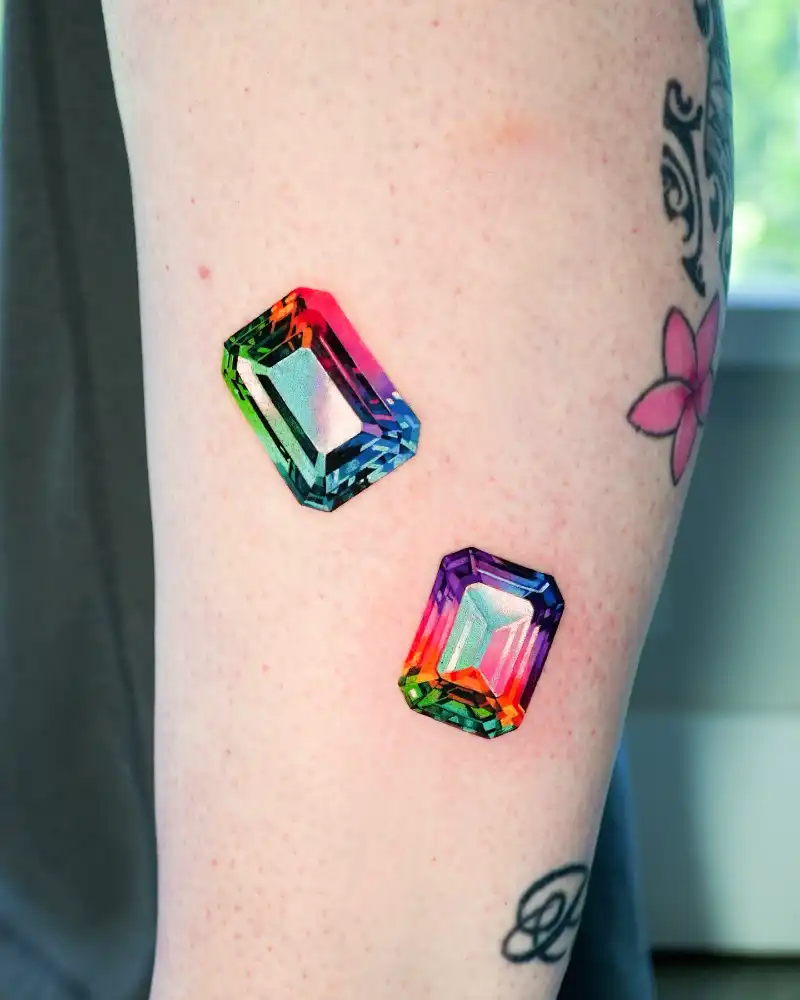 Rainbow Gemstone Tattoo
