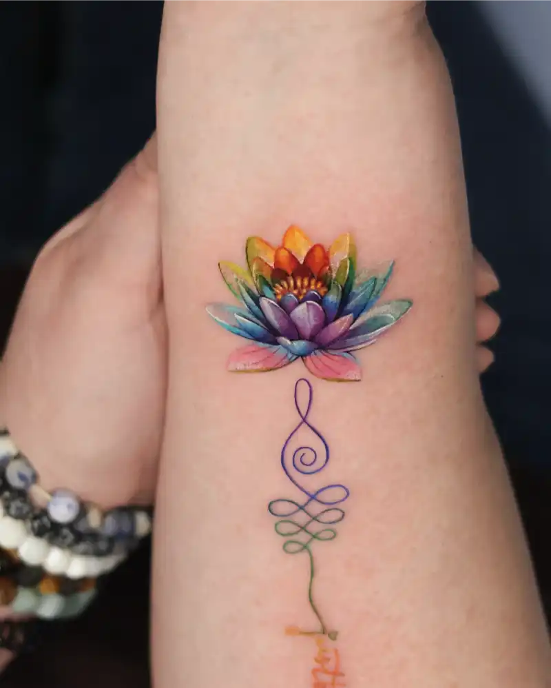 Rainbow Lotus Spiritual Tattoo