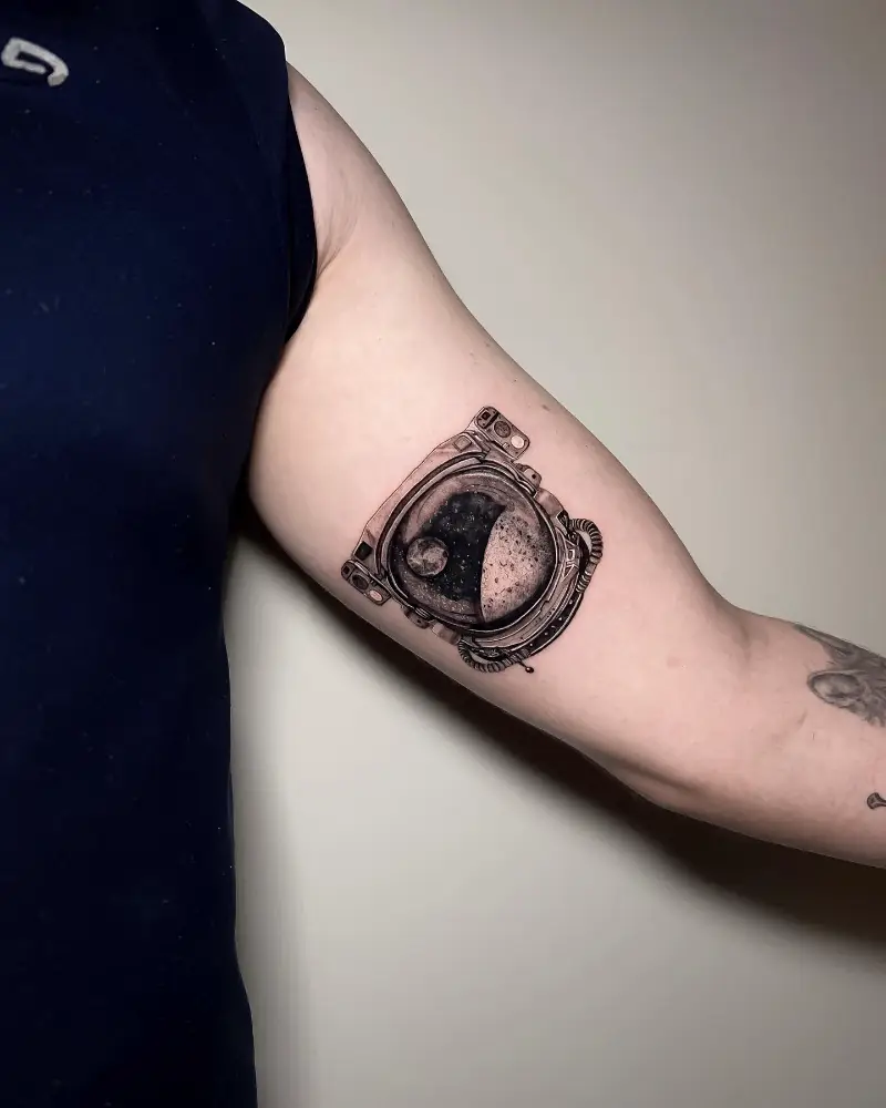 Realistic Astronaut Helmet Space Tattoo