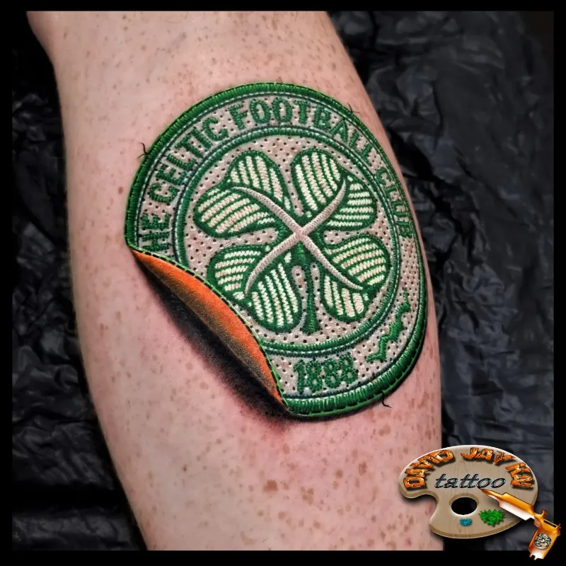 Realistic Celtic Football Club Patch Tattoo