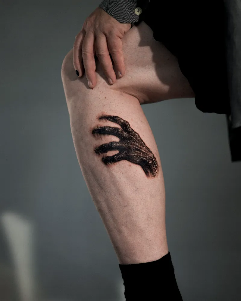 Realistic Devil Hand Tattoo