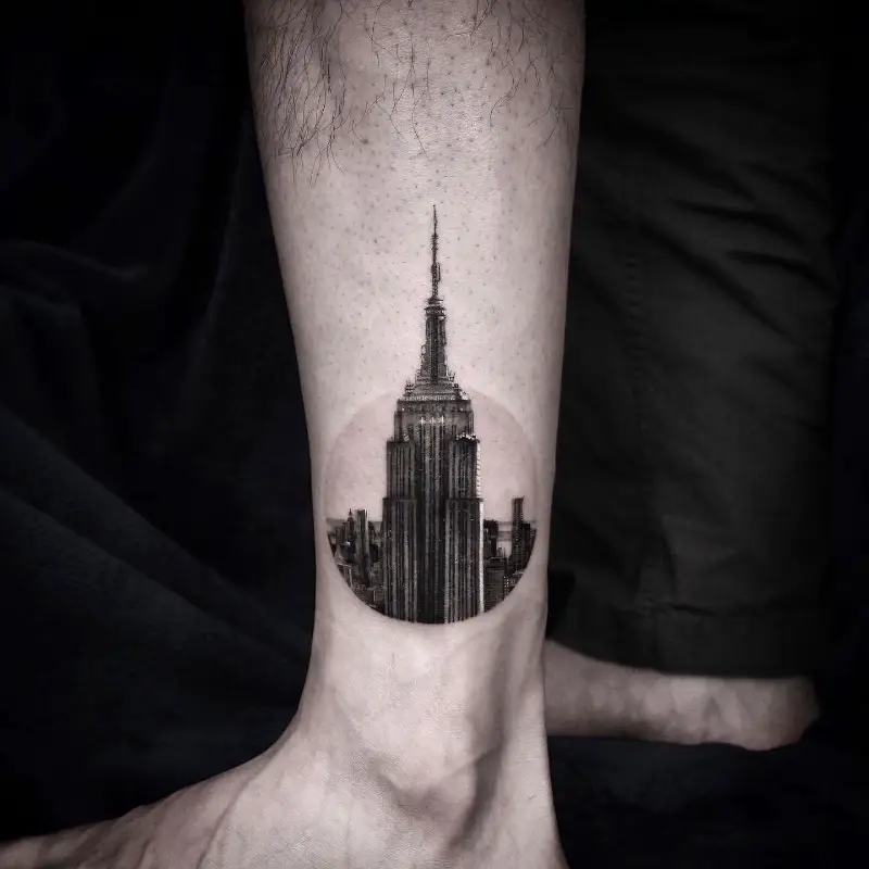 Realistic Empire State Building New York Tattoo
