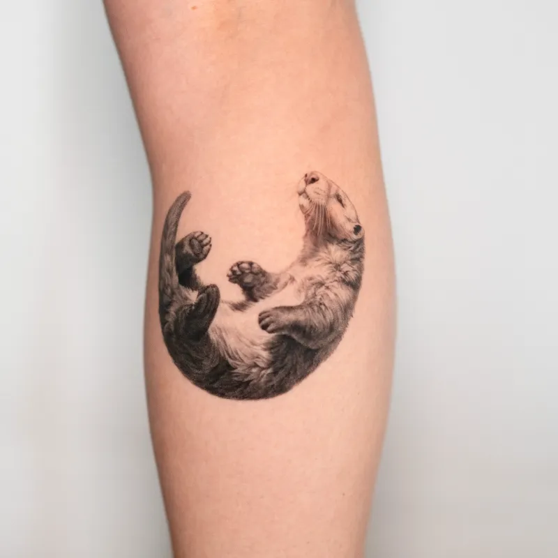 Realistic Floating Otter Tattoo