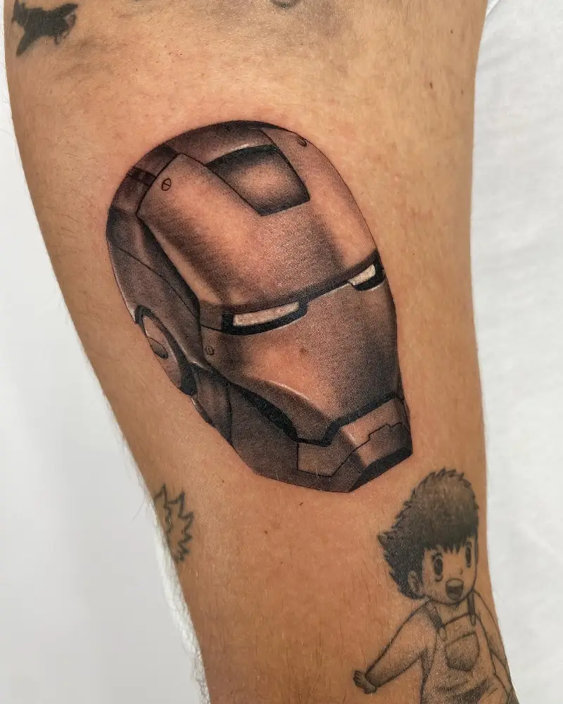 Realistic Iron Man Mark III Helmet Tattoo