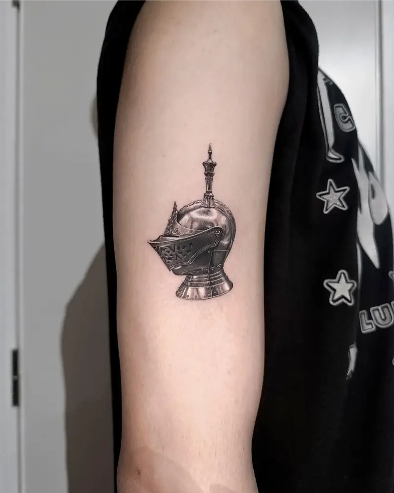 Realistic Renaissance Close Helmet Tattoo
