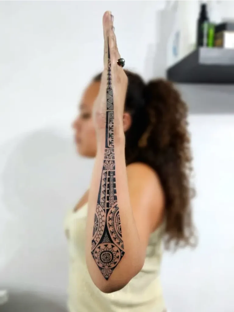 Refined Polynesian Forearm Spear Tattoo