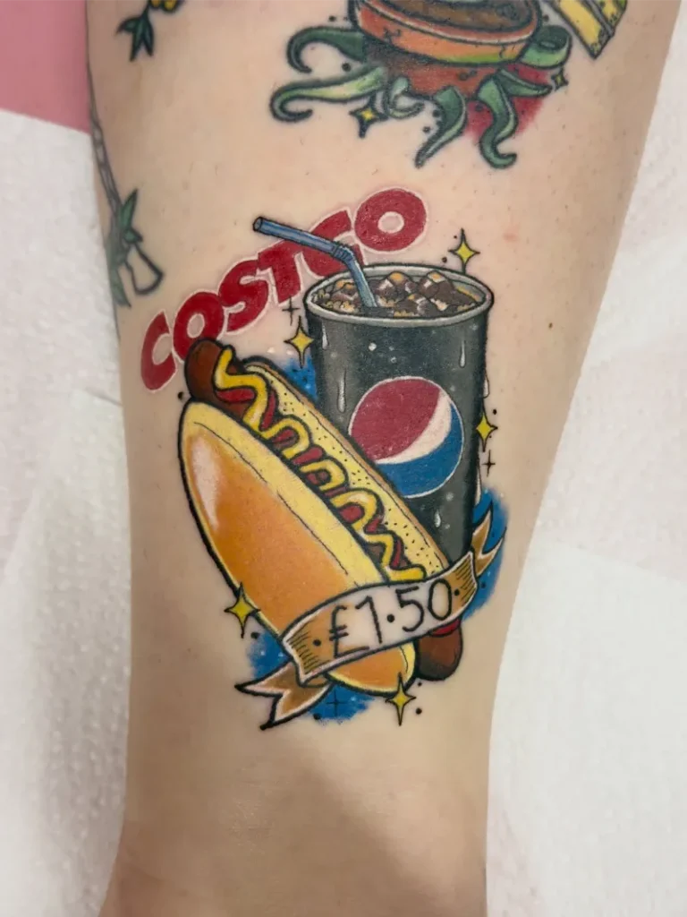 Retro Costco Hotdog Combo Tattoo