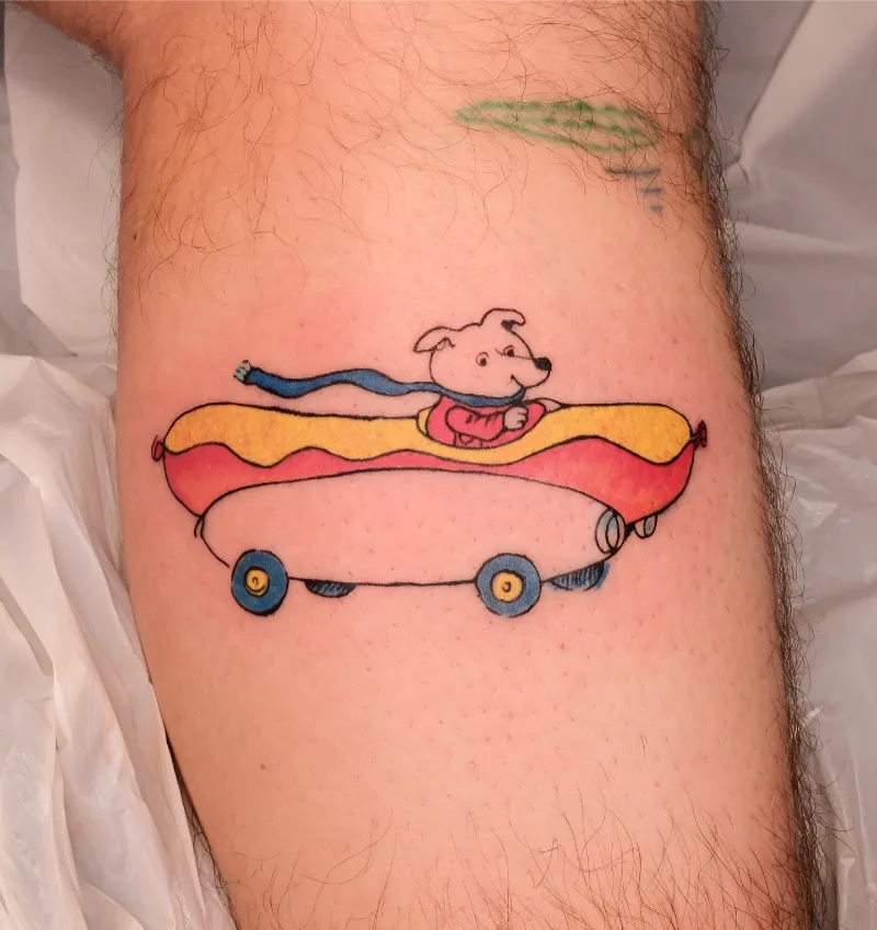 Richard Scarry Hot Dog Car Tattoo