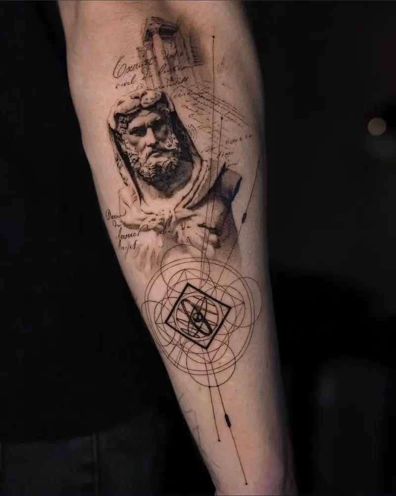 Sacred Geometry Greek God Tattoo