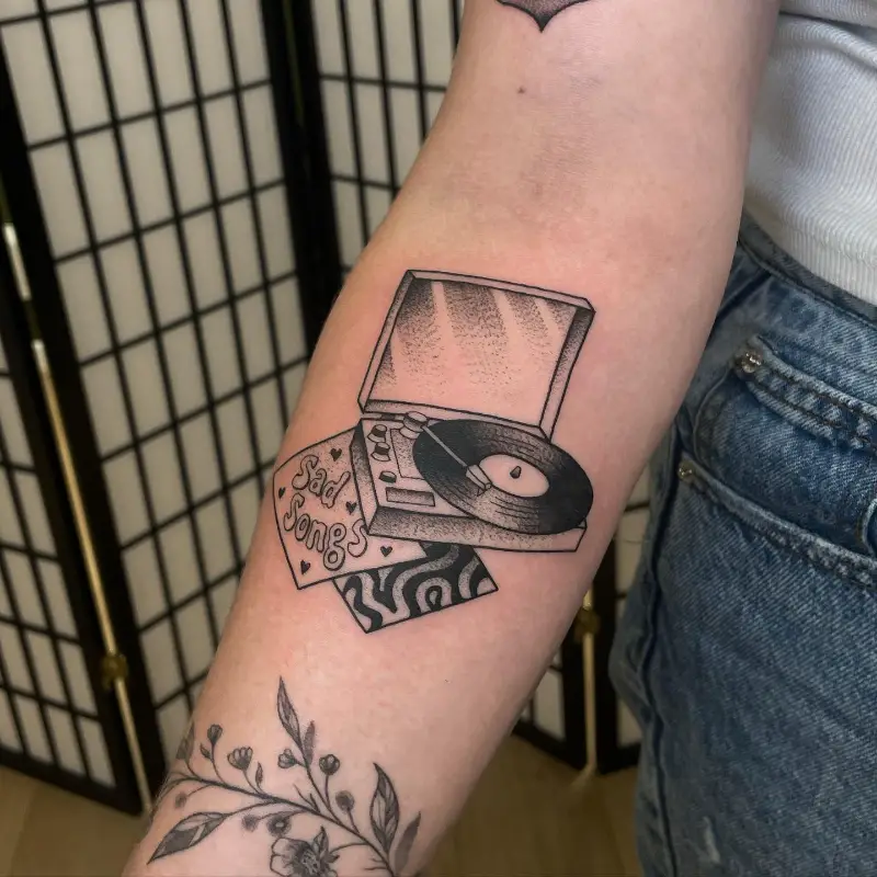 Sad Songs & Record Player Tattoo