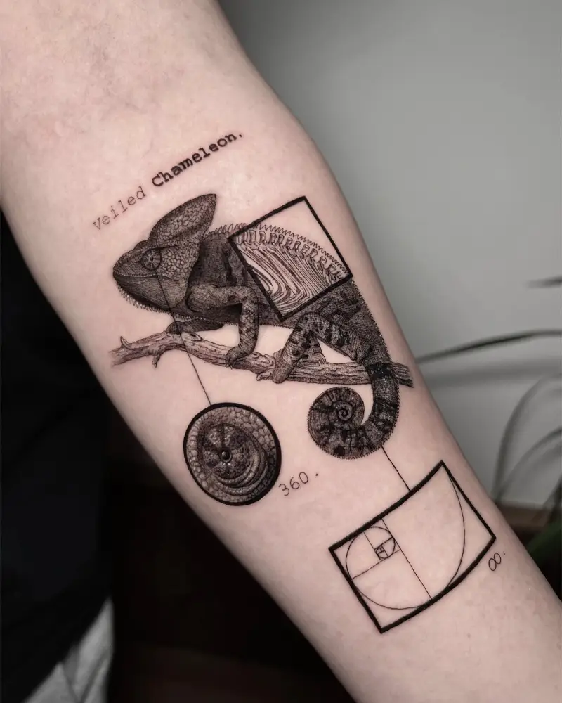 Scientific Illustration Veiled Chameleon Tattoo