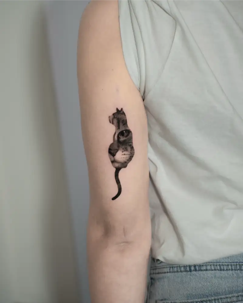 Silhouette Cat Portrait Tattoo