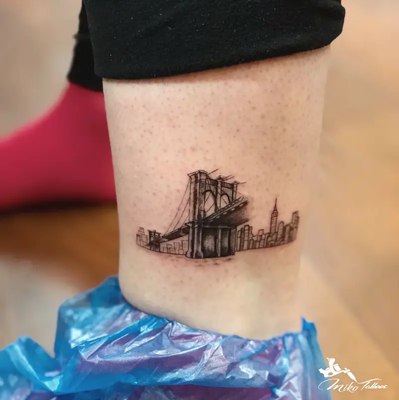 Sketch Style Brooklyn Bridge Tattoo
