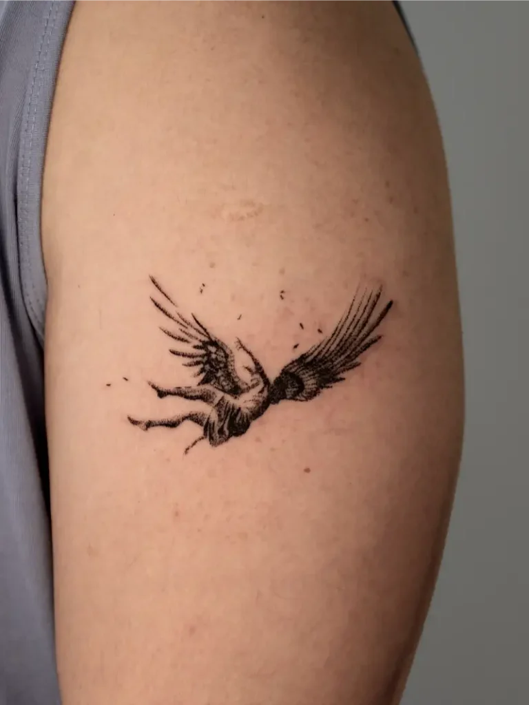 Sketch Style Icarus Flight Tattoo